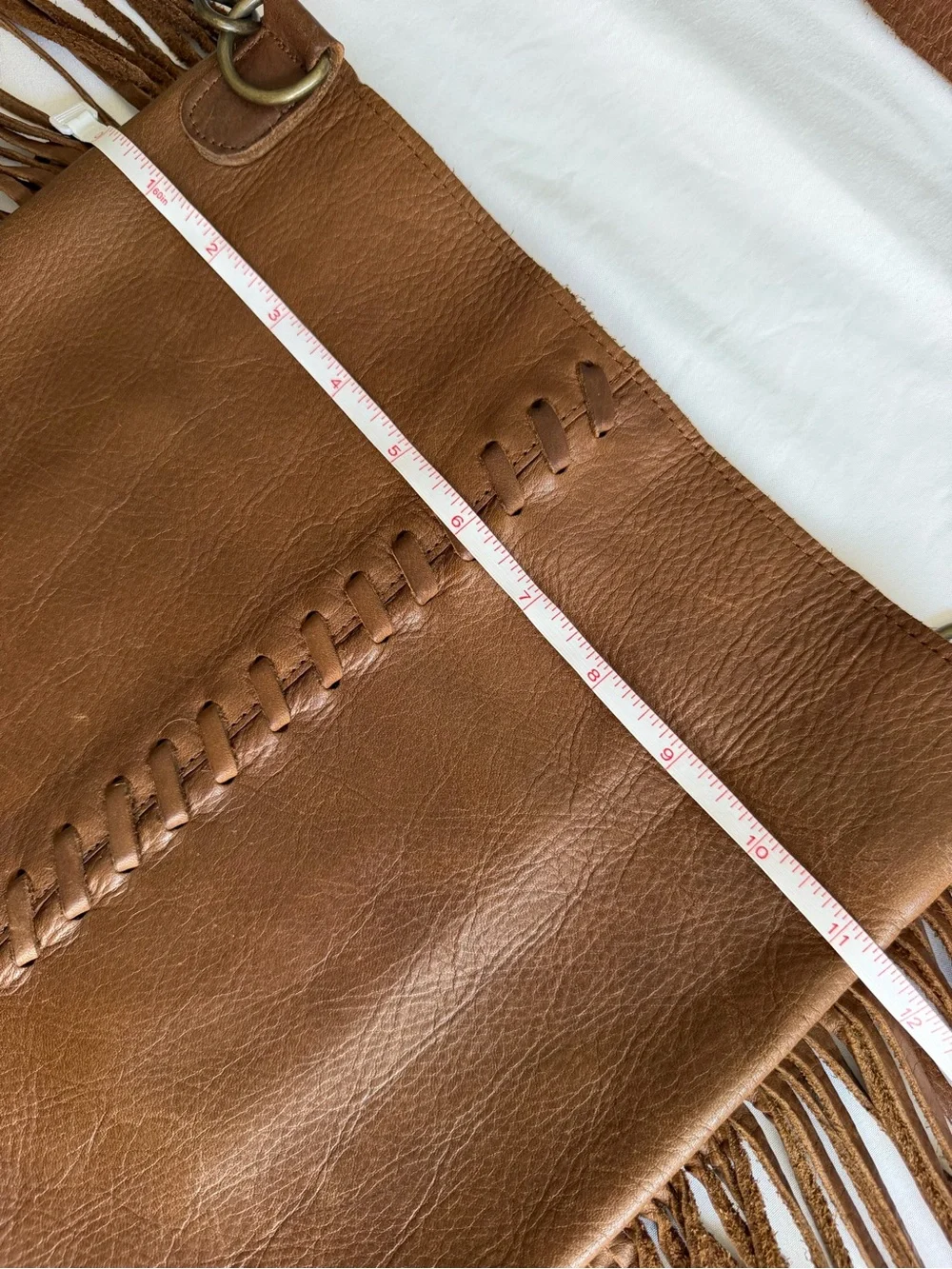 Mcfadin Brown Leather Fringe Western Boho Crossbody Bag Handmade Texas